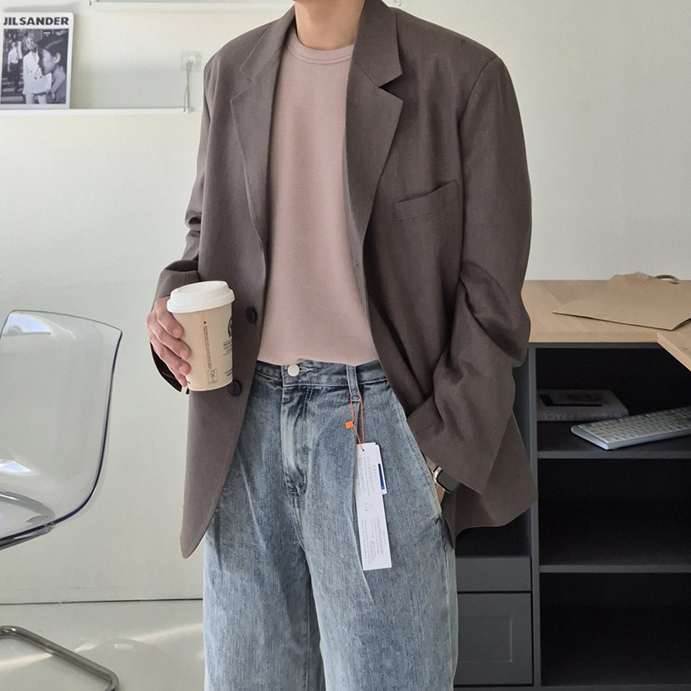 남자 블레이저 오버핏 정장 마이 봄 가을 남자 자켓 - 상세 이미지 3