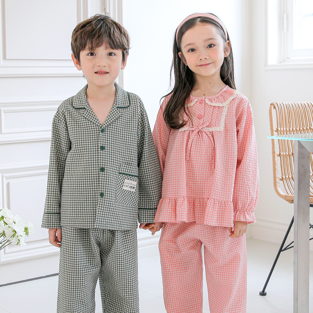 아동 파자마 상하세트 어린이 아기 체크 잠옷 여아 남아 애기 파스텔톤 허니콤(CP면)