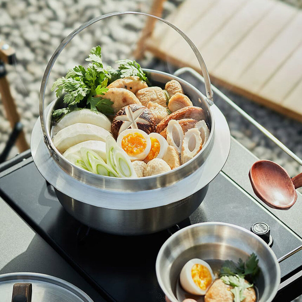 통3중 아웃백 칼드런 16cm 스텐 304 전골 냄비 캠핑 걸이형 부대찌개 샤브샤브 어묵탕