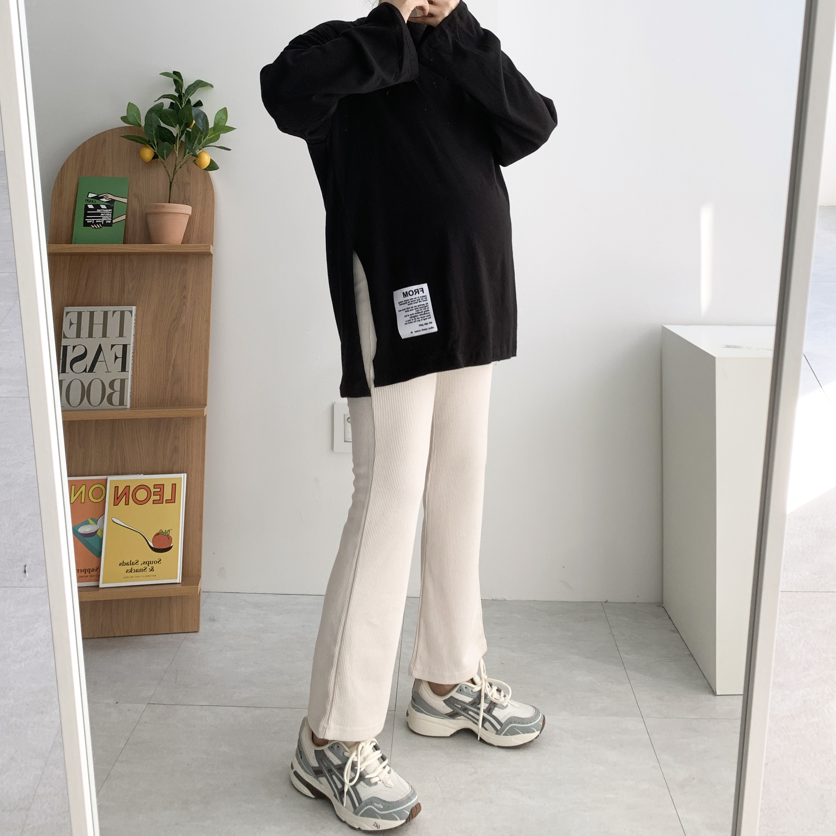 임산부출근룩 임산부바지 임산부부츠컷 팬츠 봄 여름 - 상세 이미지 4