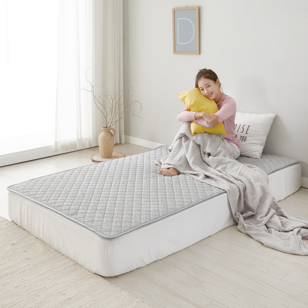 침대 전기장판 2인용 탄소매트 라이트그레이 온열매트 더블