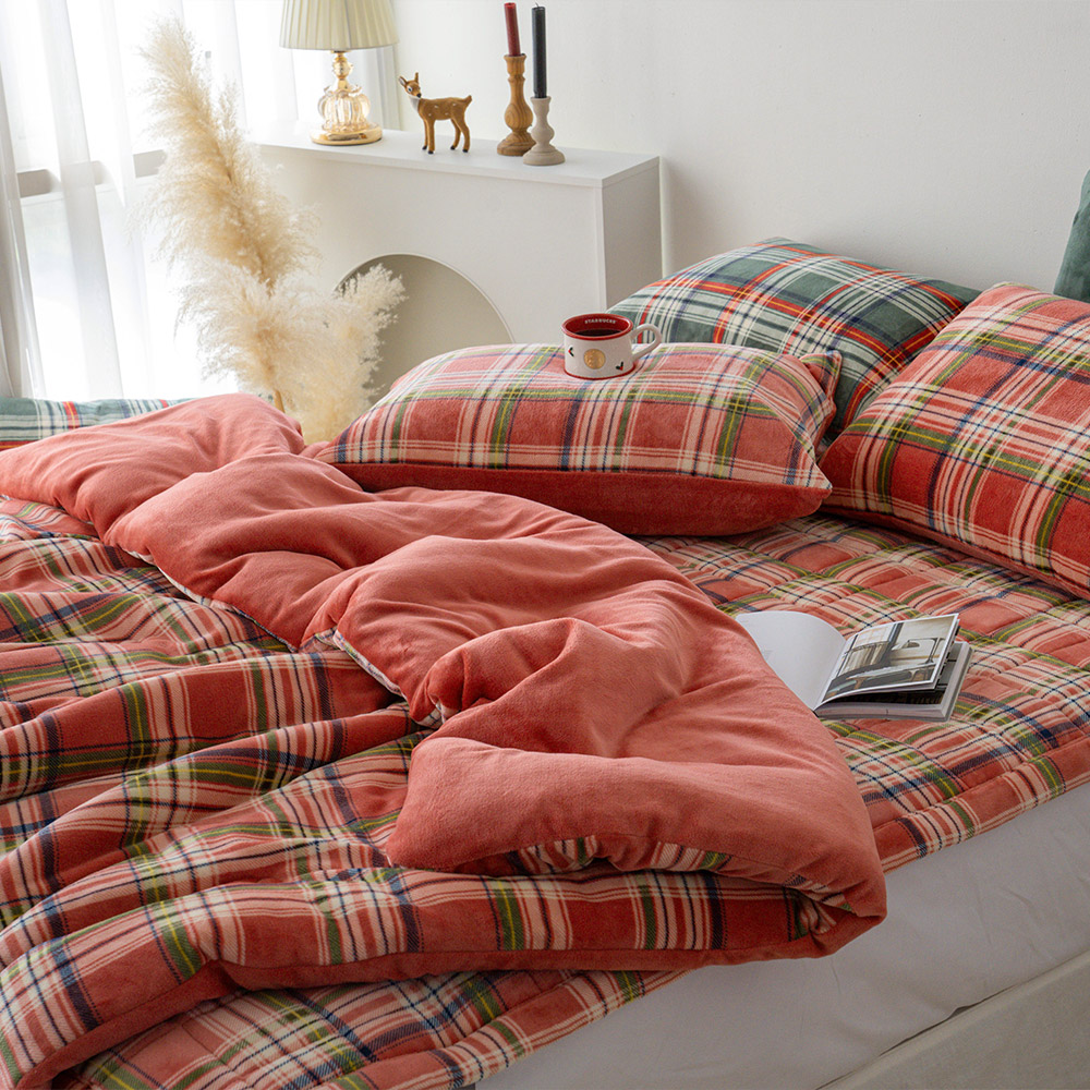 거실패드 극세사 카페트 국산 겨울 북유럽 누빔 면 카펫트 체크 패드 SS