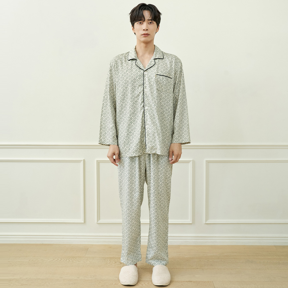 엔틱그레이 남성 긴팔 모달 면 잠옷 홈웨어 파자마 세트 이미지 6
