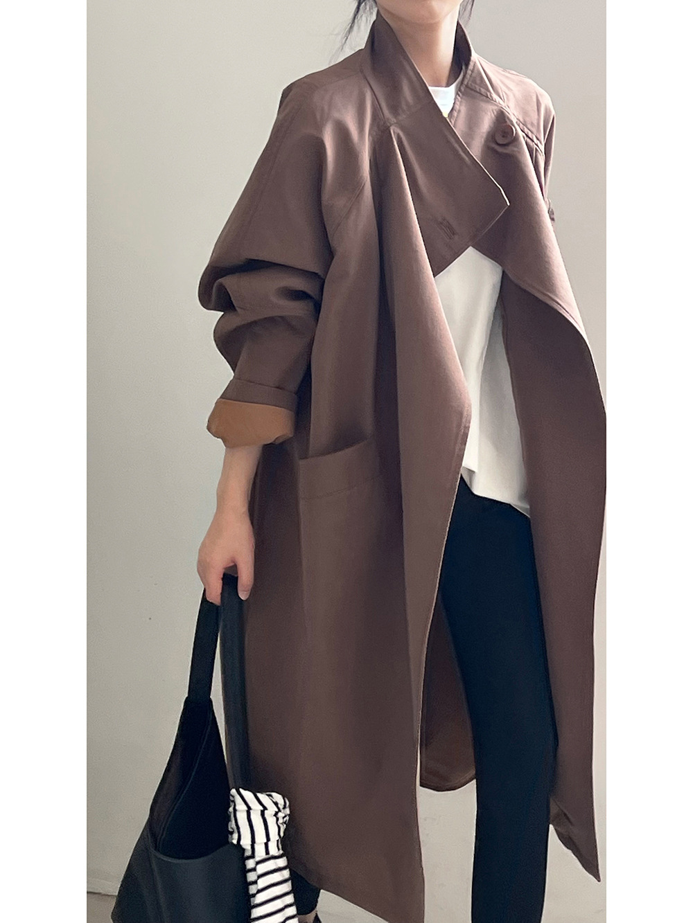 여유로운핏  오버사이즈  스탠드넥 클래식 트렌치 코트  77 88도 가능