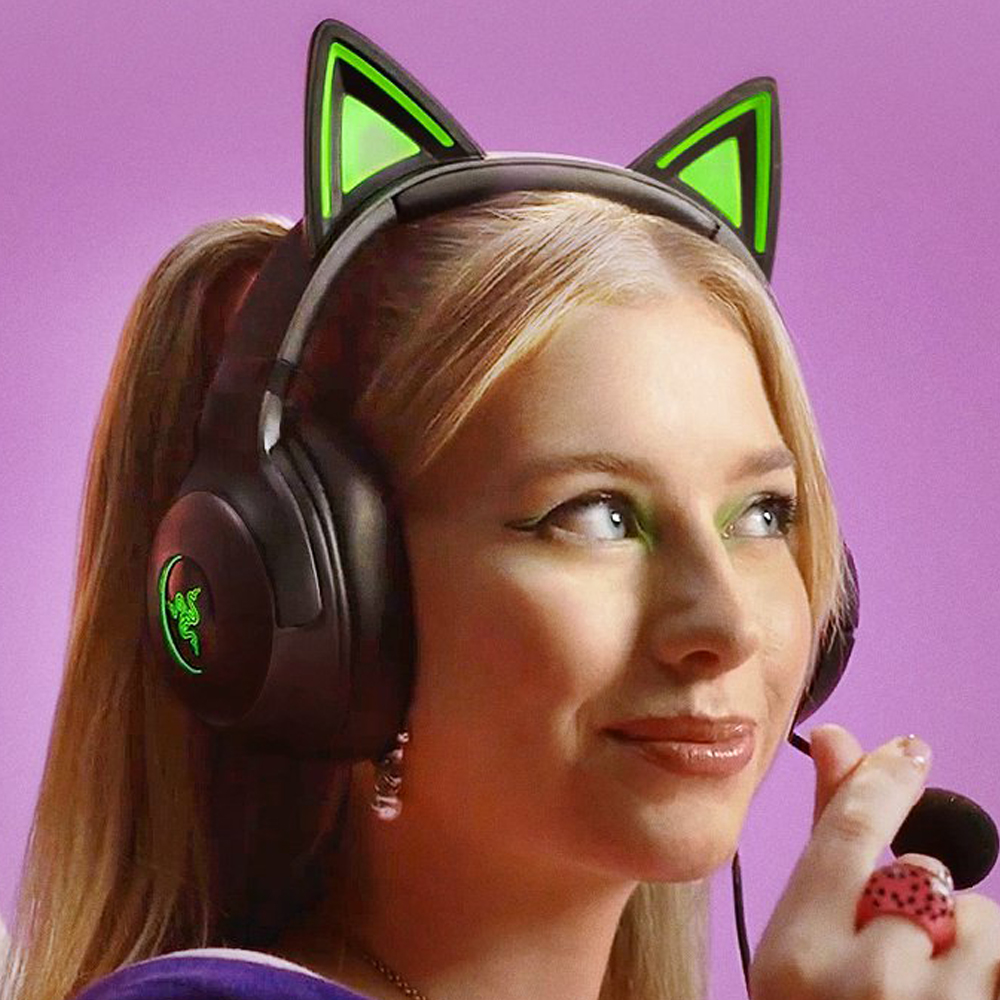 [국내정발] 레이저 크라켄 키티 V2 고양이 헤드셋 블랙