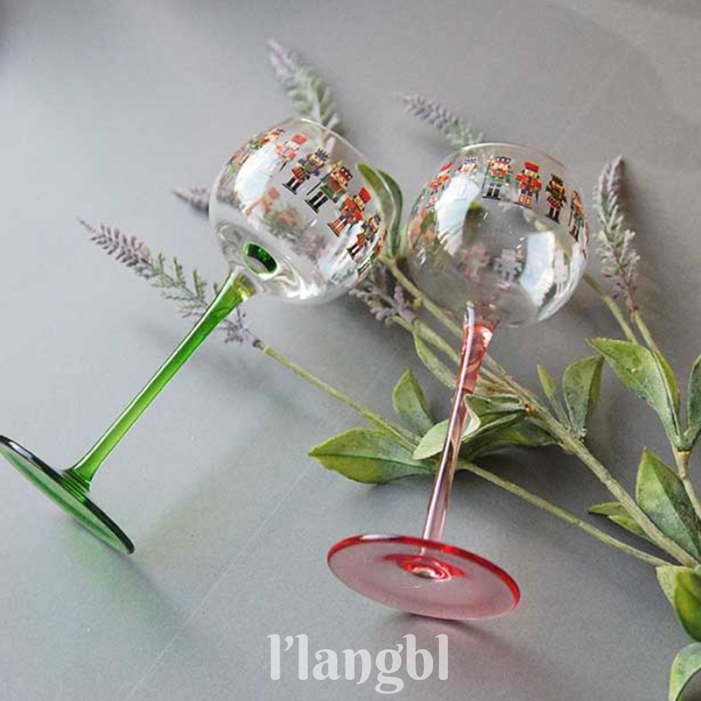 르랑블셀렉션 크리스마스 와인잔 빨강 초록 연말 파티 와인컵 - 상품 이미지