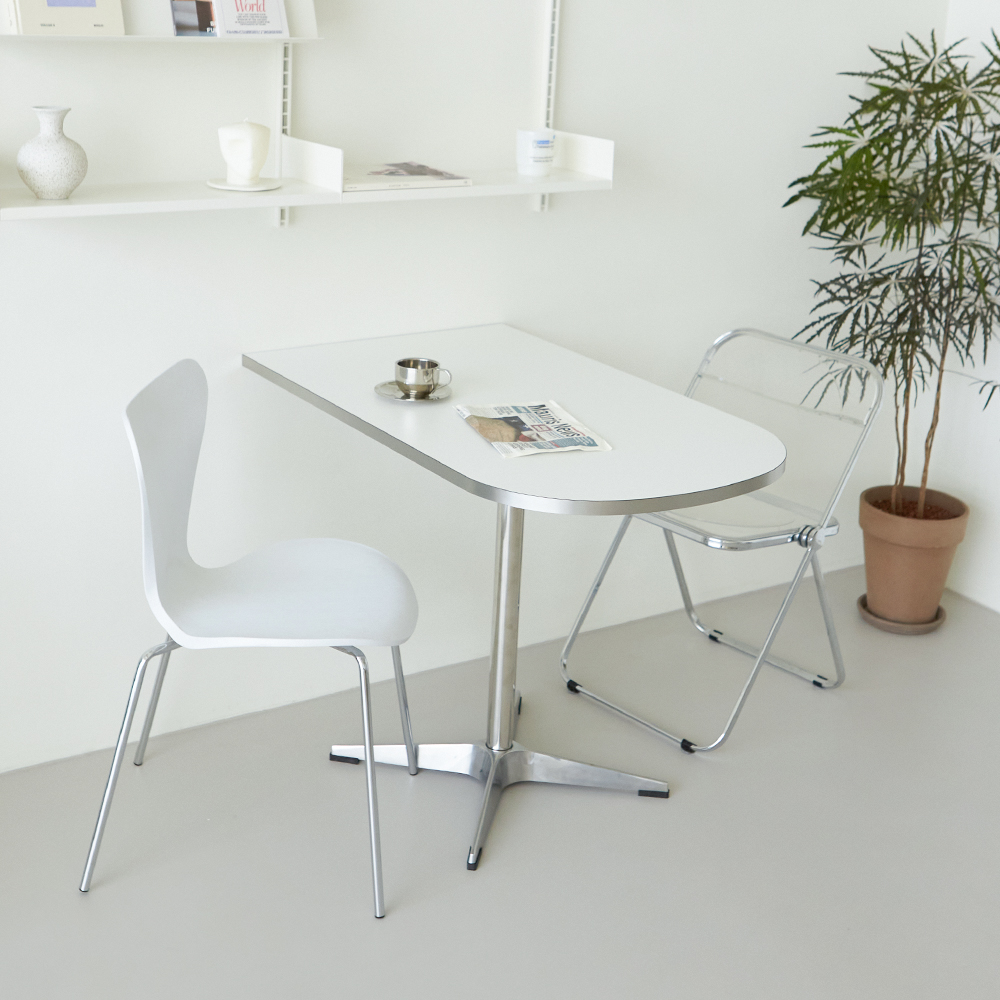 플랜 반타원 반원 카페 업소용 테이블 1000 화이트