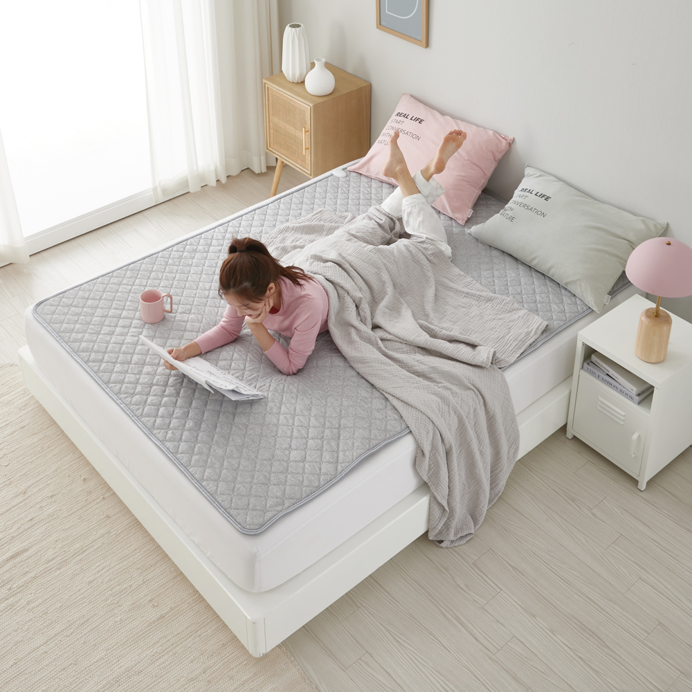 침대 전기장판 2인용 탄소매트 라이트그레이 온열매트 더블