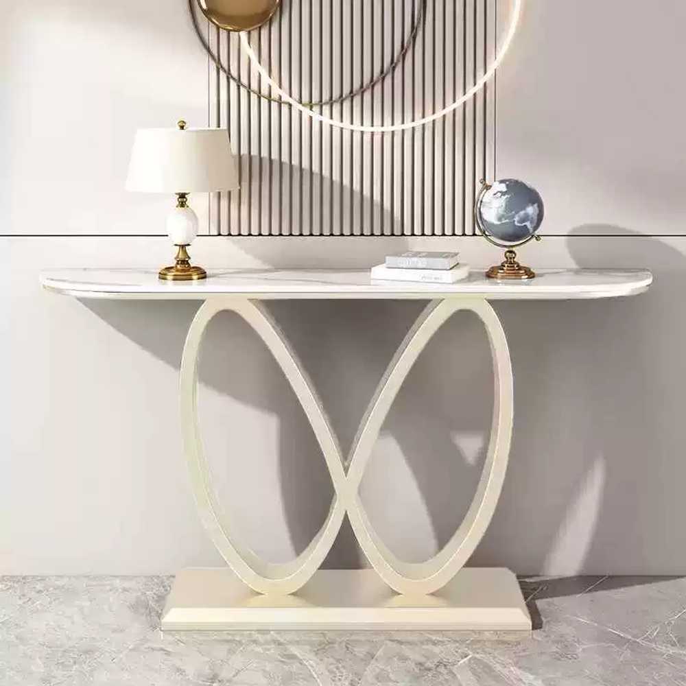 콘솔 테이블 북유럽 대리석 벽 선반 포인트 가구 철제 골드 100x30x80cm - 상세 이미지 4