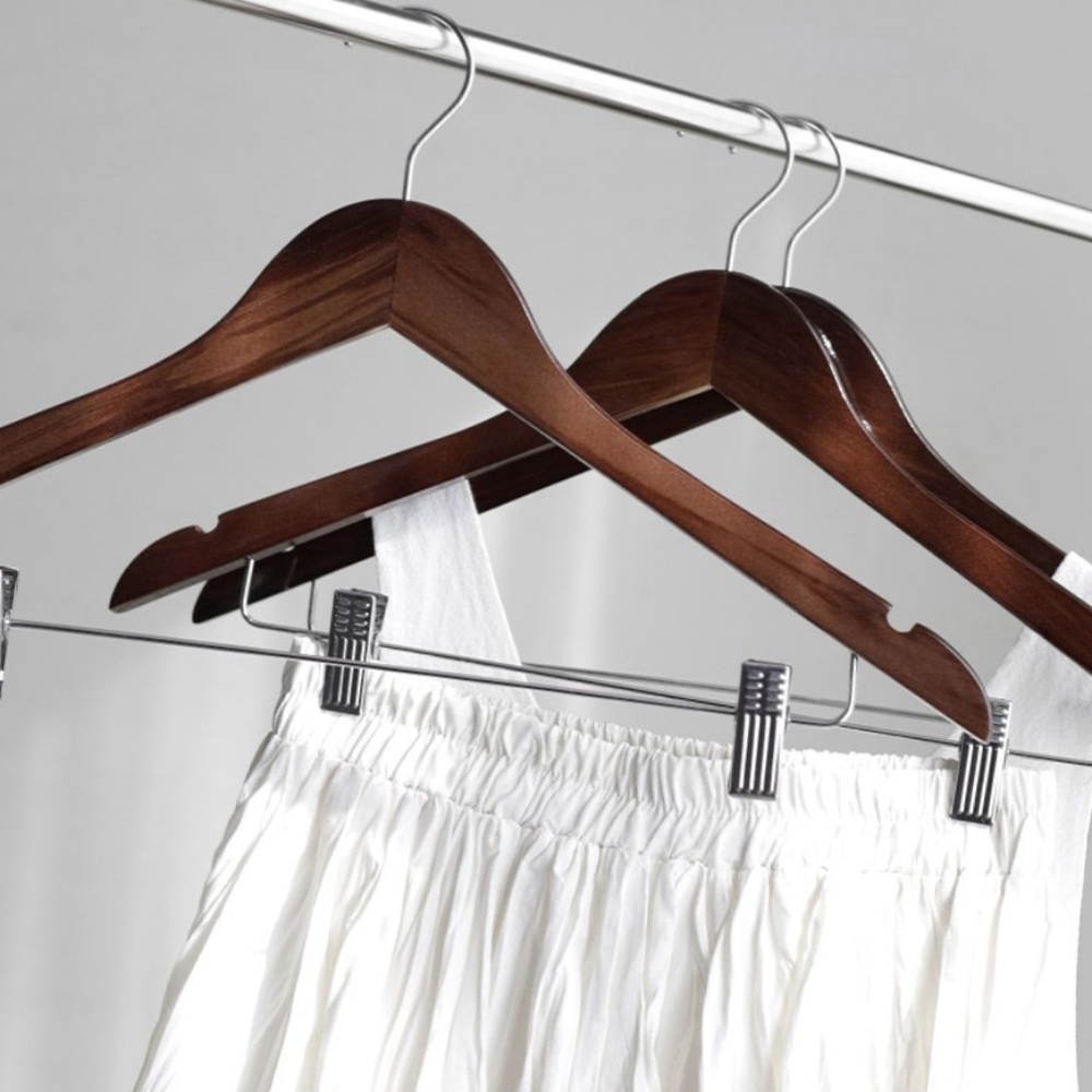 프리미엄 옷걸이 3p 우드 원목 옷걸이 집게 논슬립