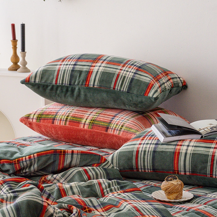 극세사 겨울 베개커버 5070 체크 크리스마스 알러지케어 양면