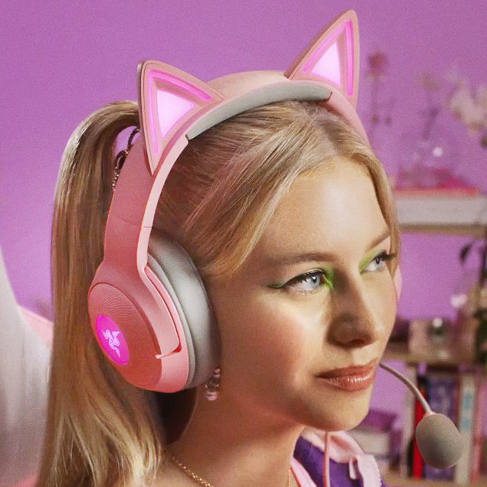[국내정발] 레이저 크라켄 키티 V2 고양이 헤드셋 핑크