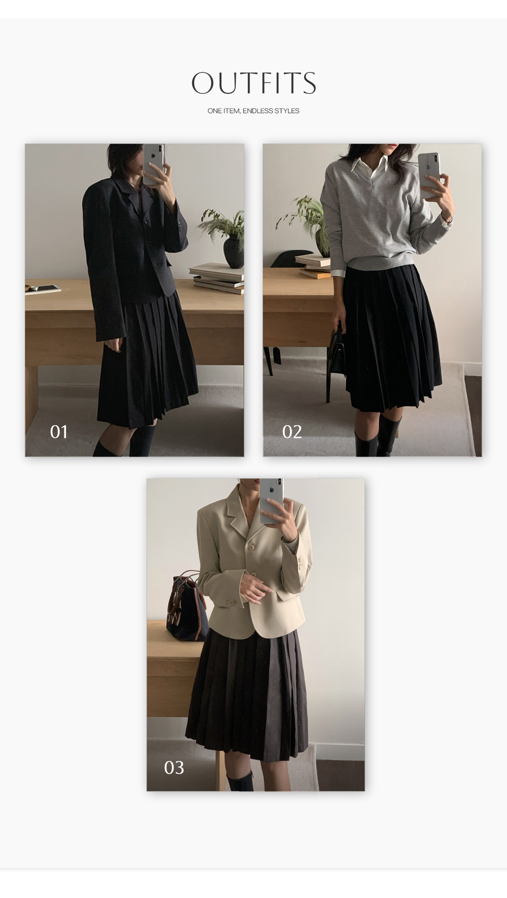 [SALE]Vito pleated skirt가을/봄/플리츠스커트/미디스커트/스커트/하객룩/프레피룩/유럽여행/일본여행/가을여행룩 상세 이미지 5
