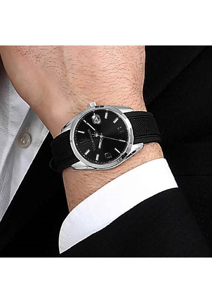 [Italian Design] 마세라티 남자 ATTRAZIONE 고무 클래식 손목 패션 방수 야광시계 블랙 - 상세 이미지 5