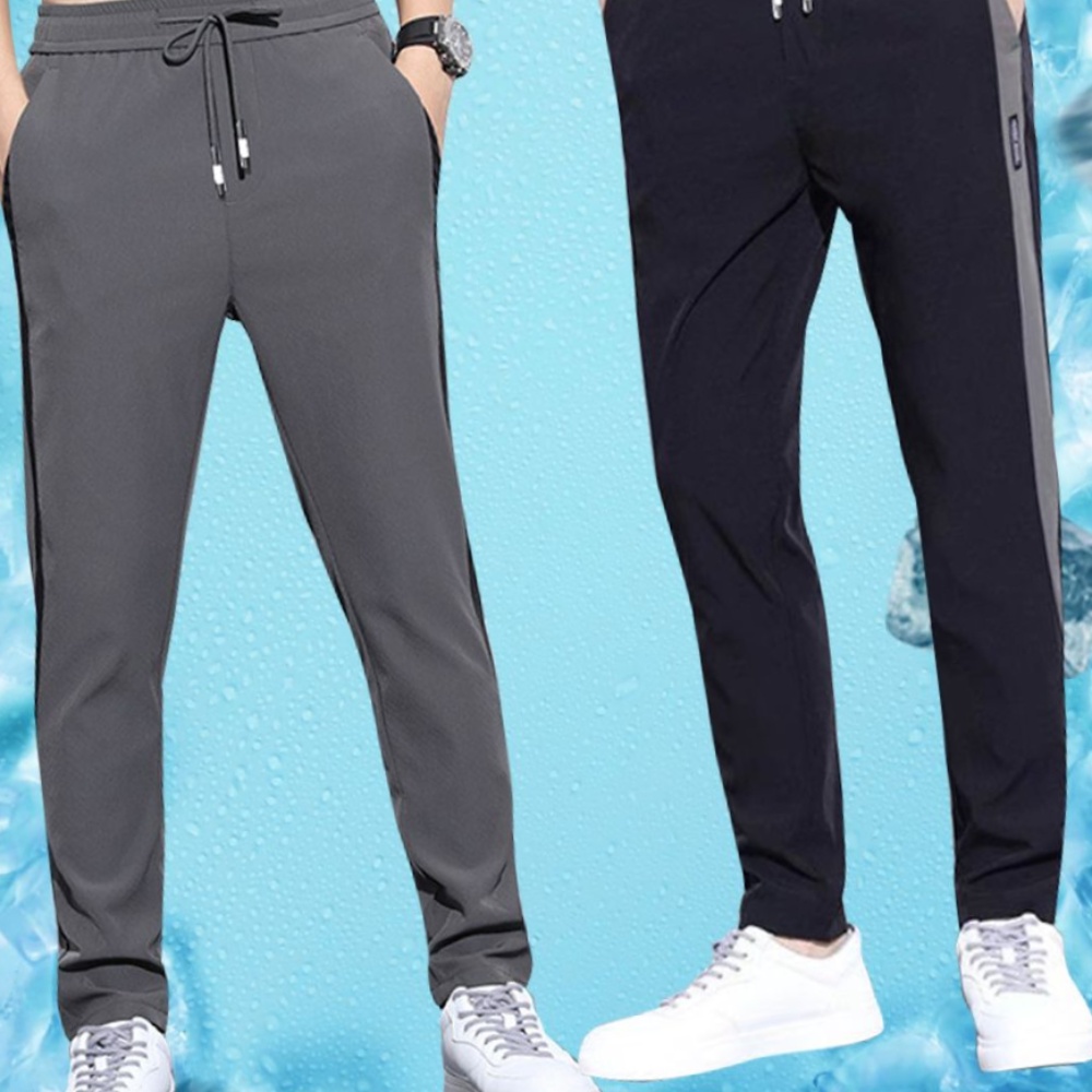 냉감 작업 밴츠 고무줄 바지 슬랙스 아이스 쿨링 여름 바지 - 상품 이미지