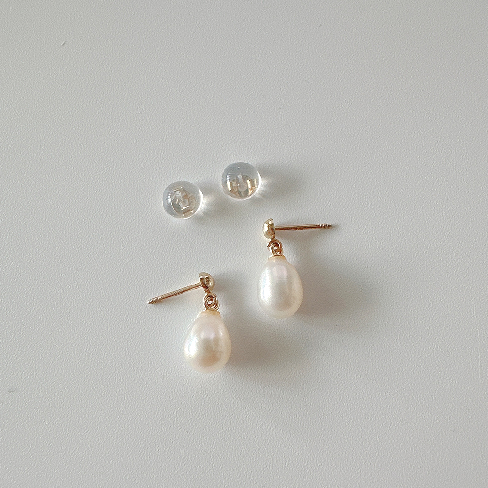 14K 물방울 담수 진주 미니 드롭 귀걸이