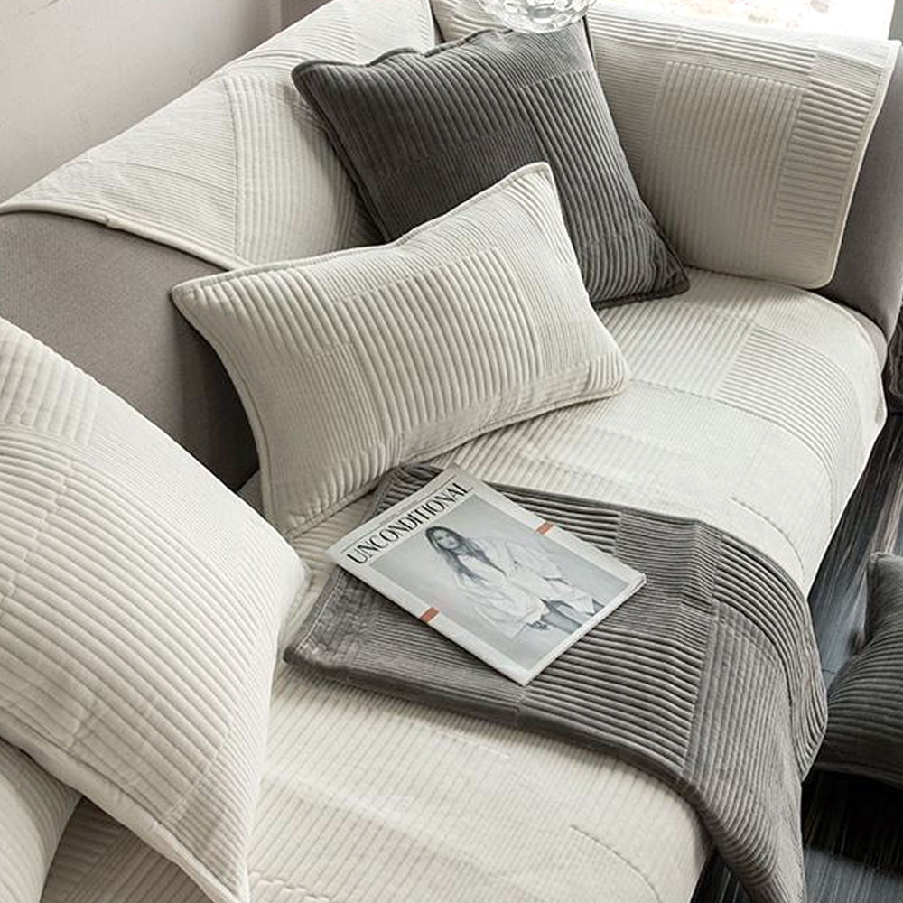 겨울 넓은 쇼파패드 6인용 극세사 논슬립 돌 흙 소파토퍼 방석 깔개 라인화이트 90x280