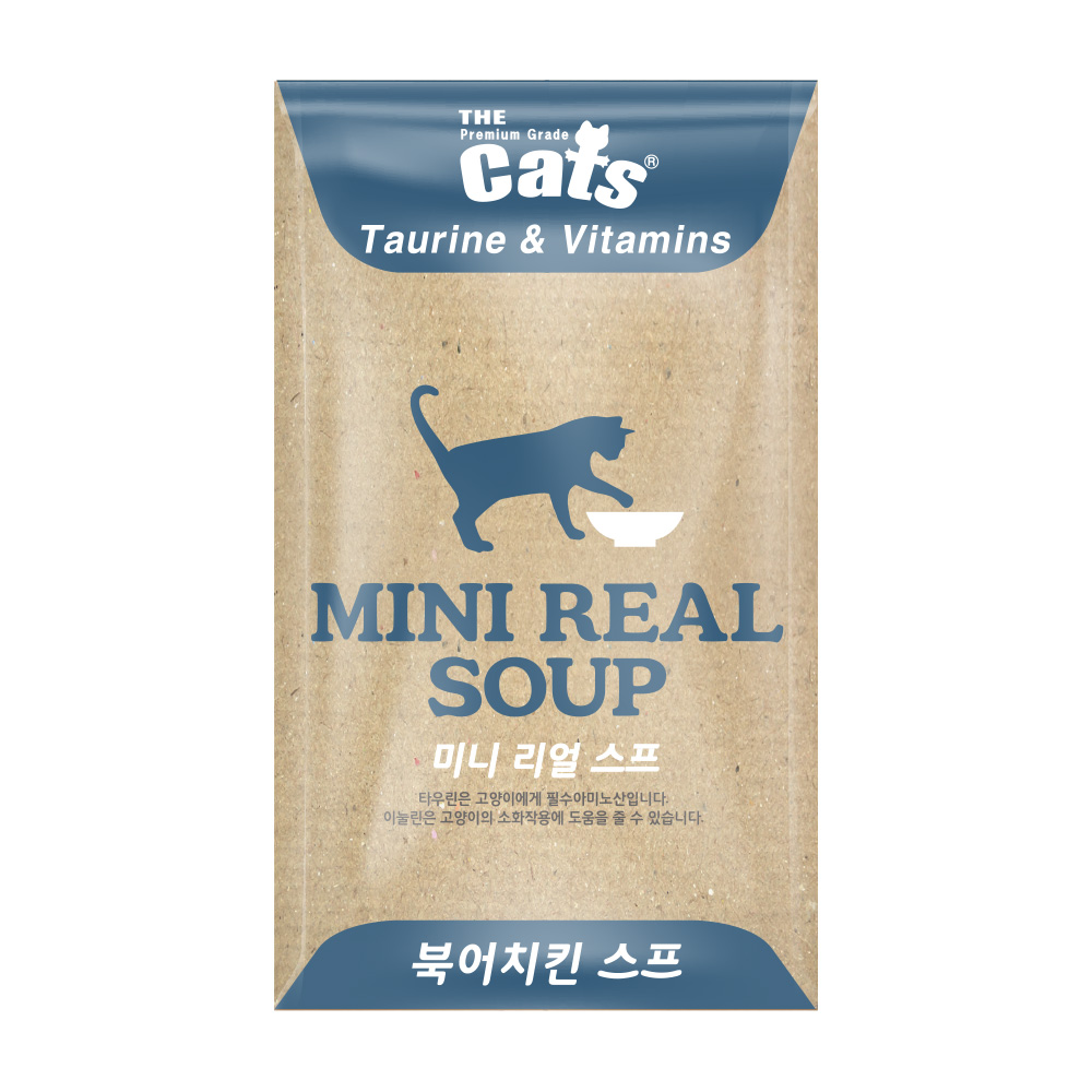 더캣츠 미니리얼스프 고양이죽 유동식 습식 사료 간식 치킨+북어, 40g, 1개 - 상품 이미지