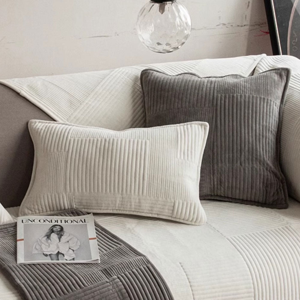 겨울 넓은 쇼파패드 6인용 극세사 논슬립 돌 흙 소파토퍼 방석 깔개 라인화이트 90x280