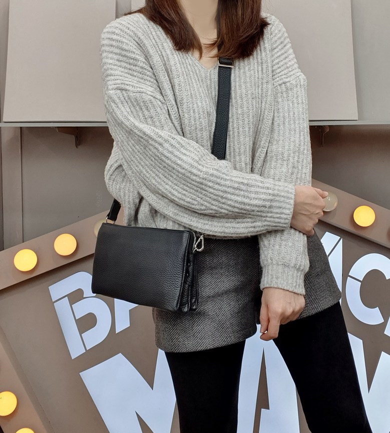 국산 소가죽 여자 미니 크로스백 가방 데일리 여행용 핸드폰 가죽 지퍼 사각 지갑 여성