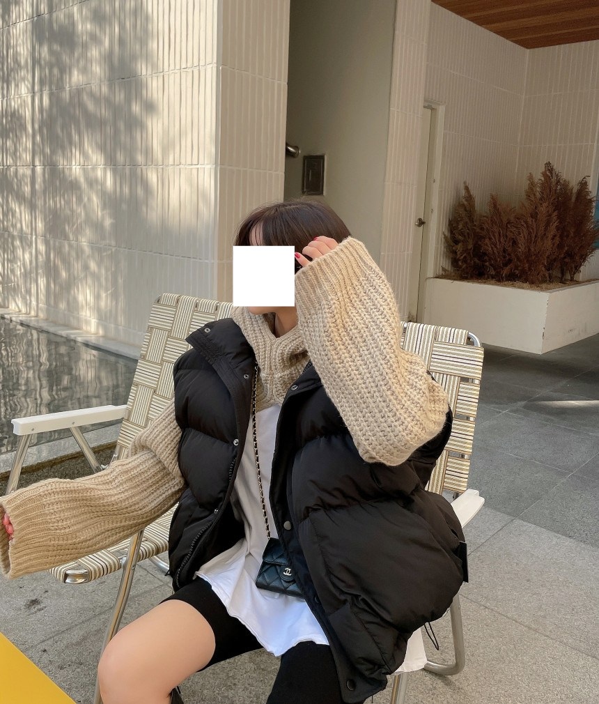 후드넥워머 스웨터 레이어드 목도리 목토시 니트 긴팔 숄 모자 바라클라바 옷잘입는센스 여성 - 상세 이미지 3