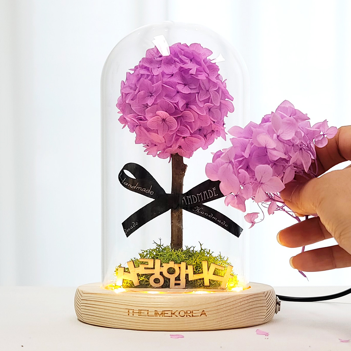 DIY 키트 보랏빛 LED 유리돔 무드등 만들기 재료 꽃 - 상품 이미지