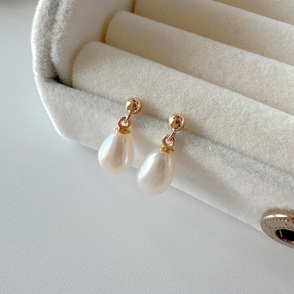 14K 물방울 담수 진주 미니 드롭 귀걸이