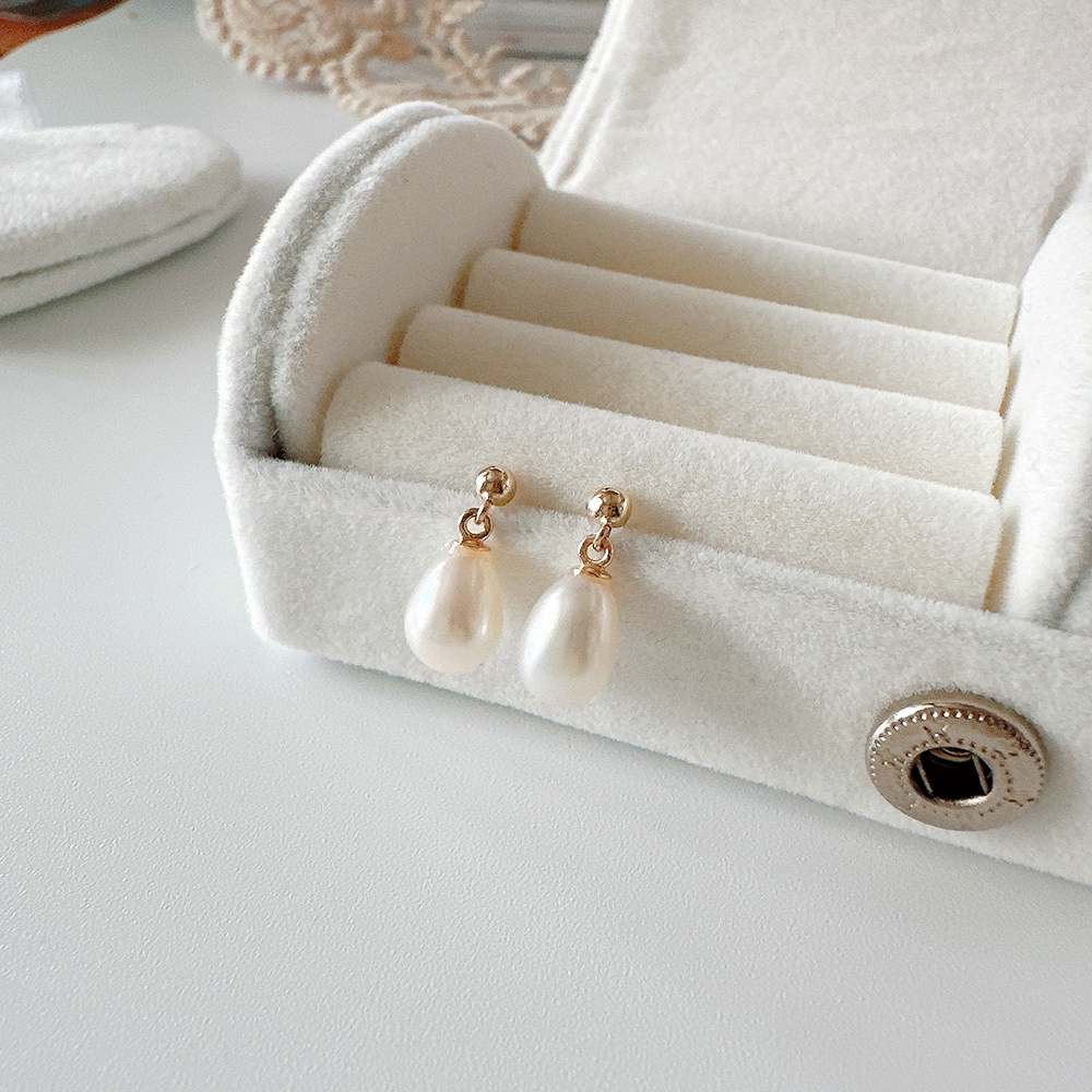 14K 물방울 담수 진주 미니 드롭 귀걸이