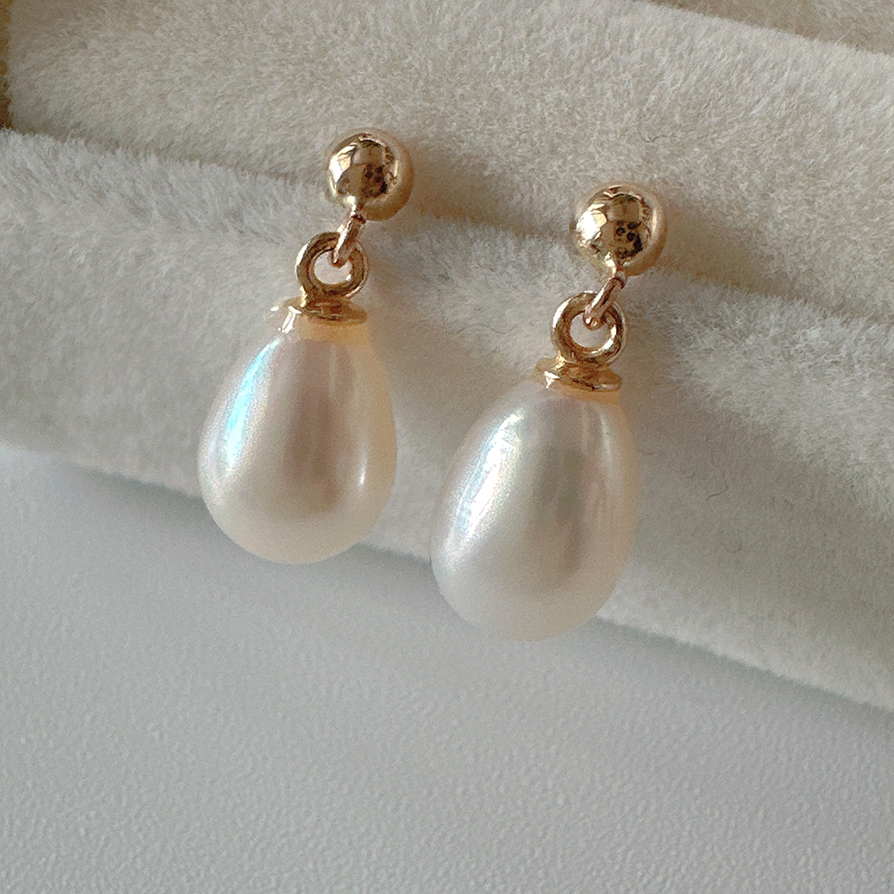 14K 물방울 담수 진주 미니 드롭 귀걸이