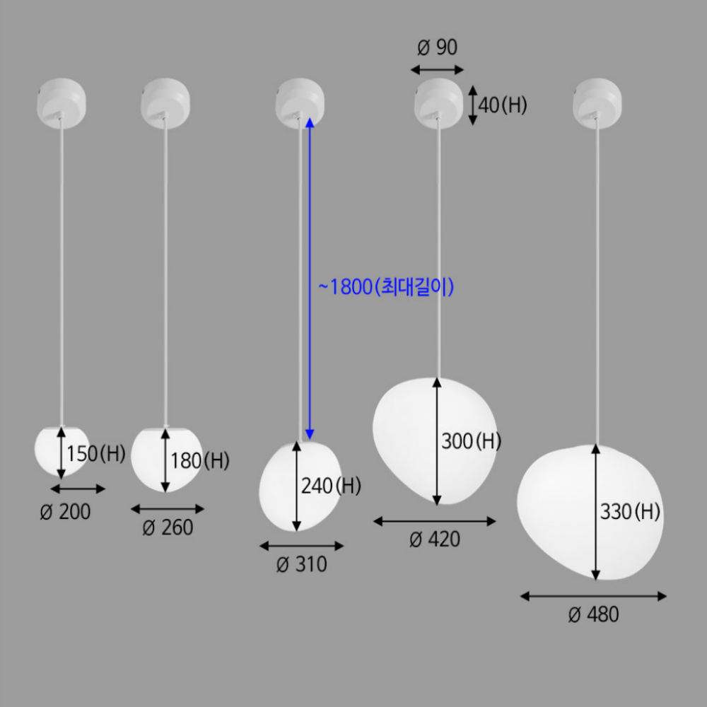 4인식탁등 LED 레일 펜던트 갓등 조약돌 조명 식탁등 200
