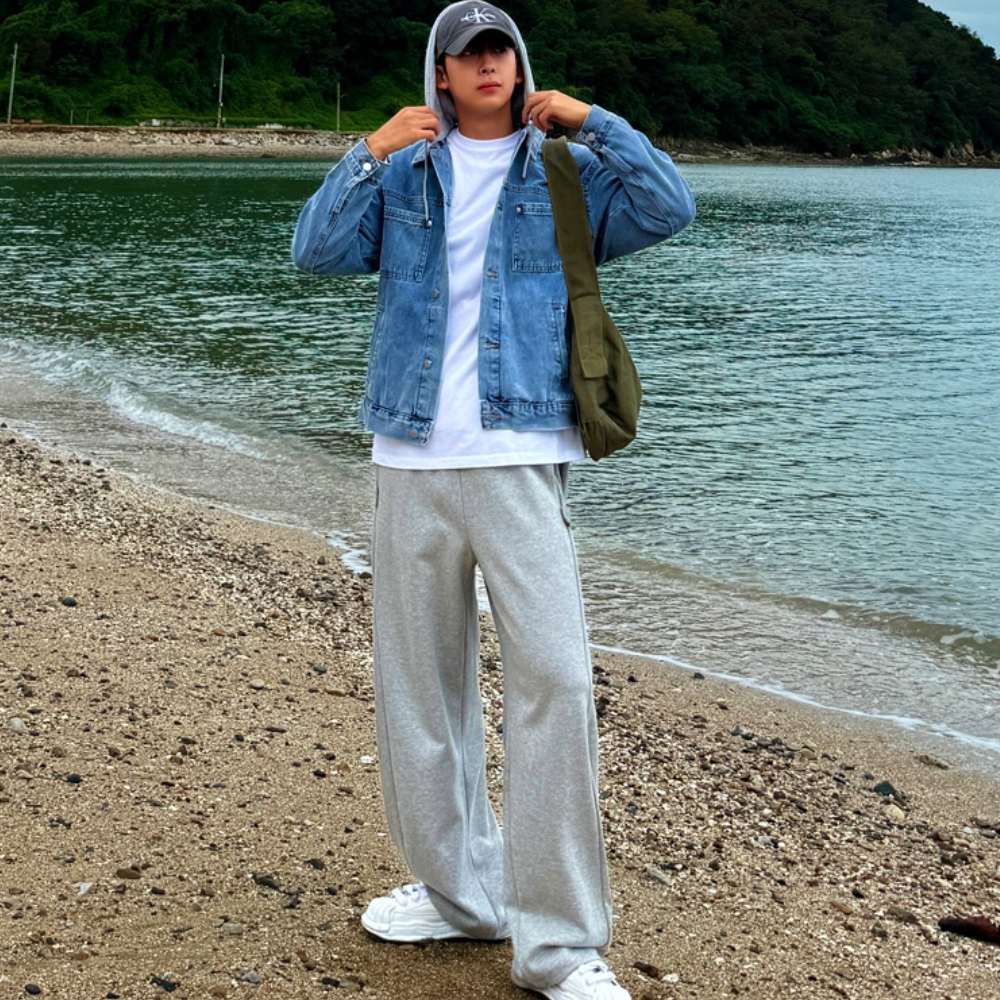 남자 스도 오버핏 봄 가을 간절기 후드 탈부착 데님자켓 - 상세 이미지 4