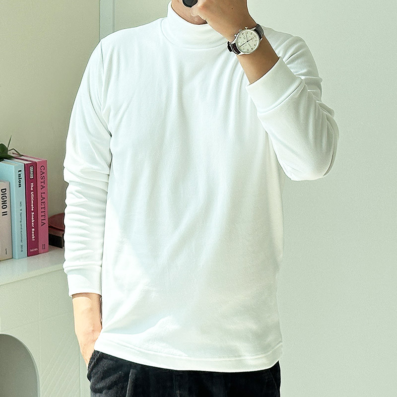 남자 겨울 기모 목폴라 터틀넥 스판 목티 긴팔 티셔츠 빅사이즈 - 상세 이미지 5