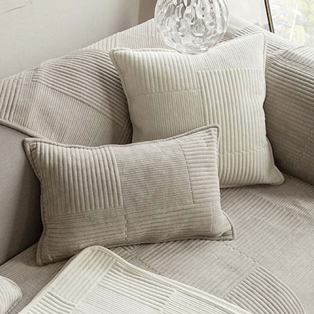 겨울 넓은 쇼파패드 6인용 극세사 논슬립 돌 흙 소파토퍼 방석 깔개 라인화이트 90x280