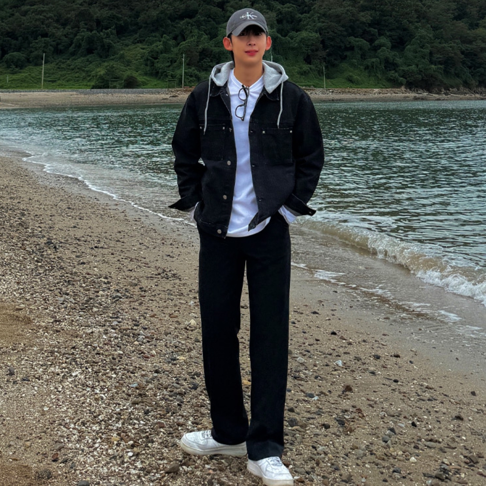 남자 스도 오버핏 봄 가을 간절기 후드 탈부착 데님자켓 - 상세 이미지 5