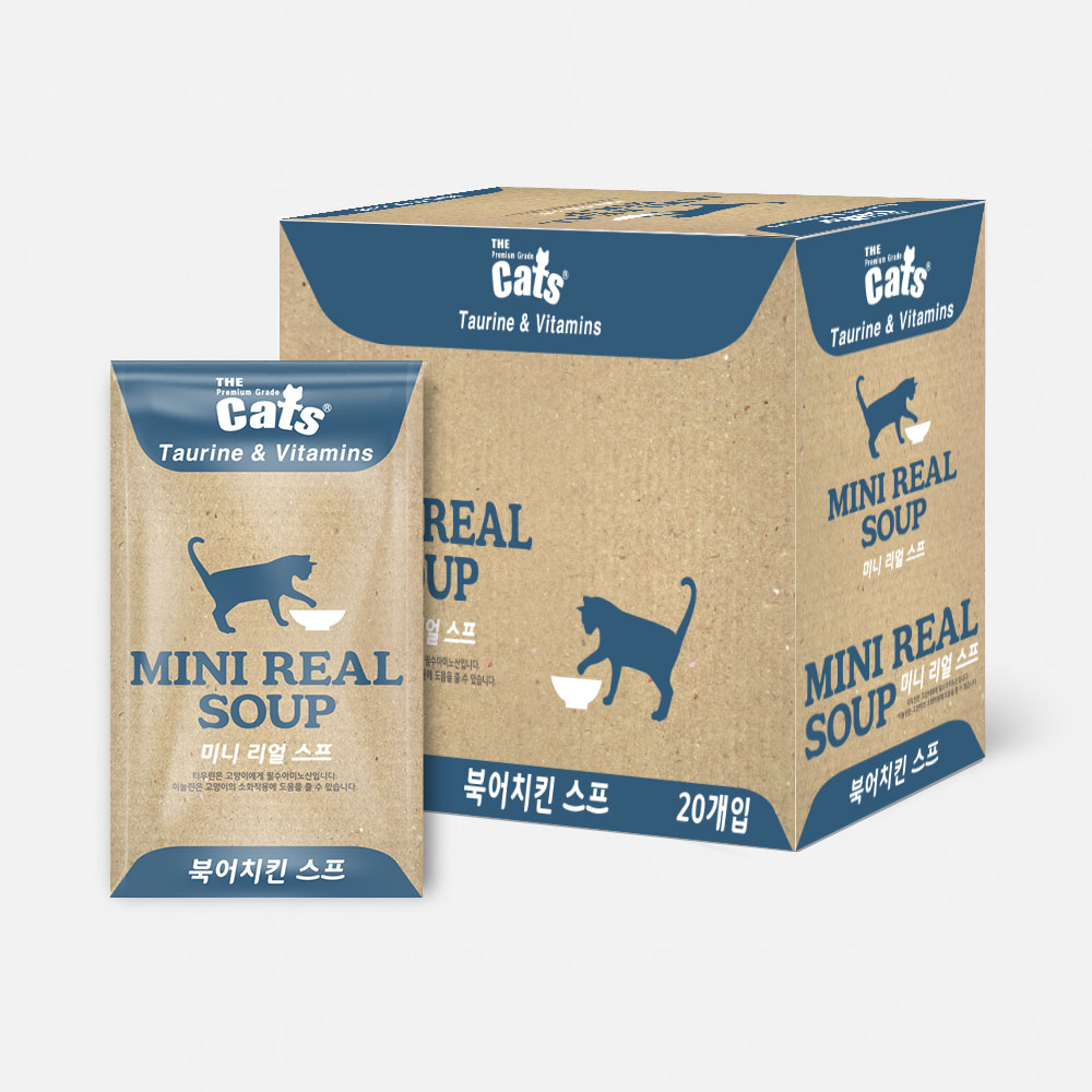 더캣츠 미니리얼스프 고양이죽 유동식 습식 사료 간식 치킨+북어, 40g, 20개 - 상품 이미지