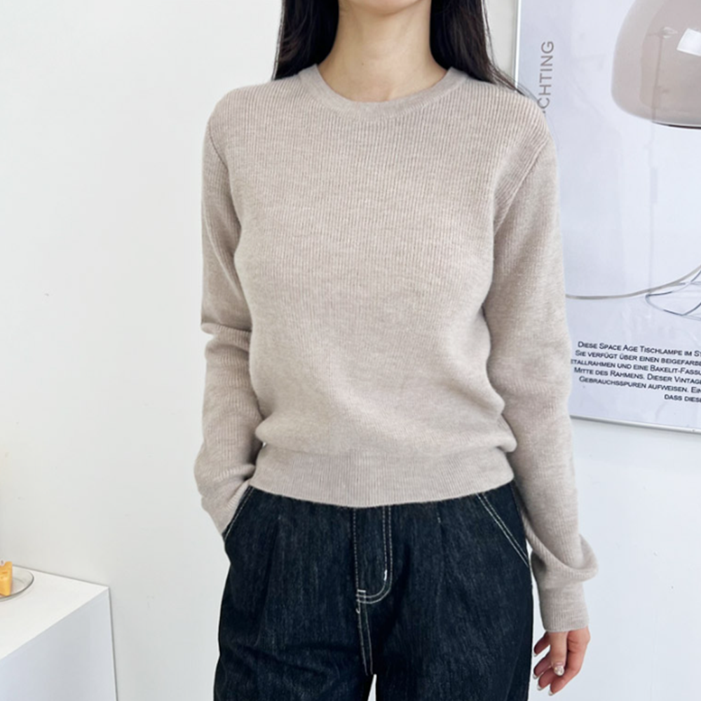 갈색니트 브라운 봄 가을 간절기 크롭 캐시미어 골지 니트