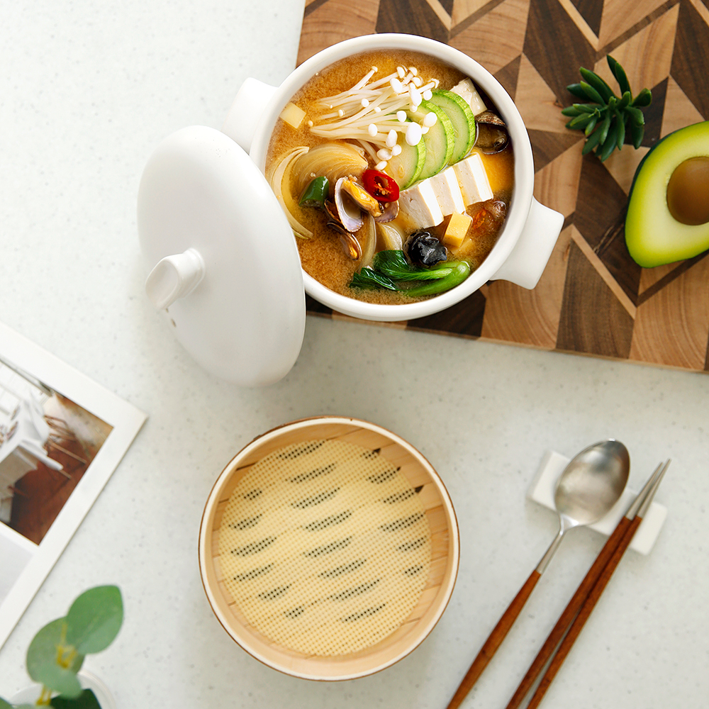 세라믹 대나무 찜솥냄비 실리콘찜시트 만두 이유식 야채 딤섬 수육 떡 스티머 이미지 8