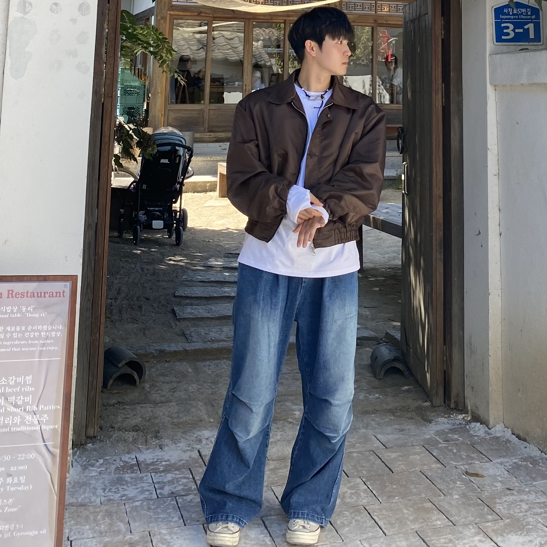 남자 블루종 자켓 크롭 집업 야상 오버핏 이미지 7