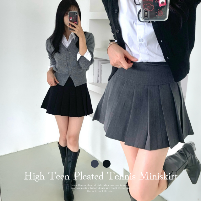 스쿨룩 플리츠 속바지 테니스 주름 미니스커트