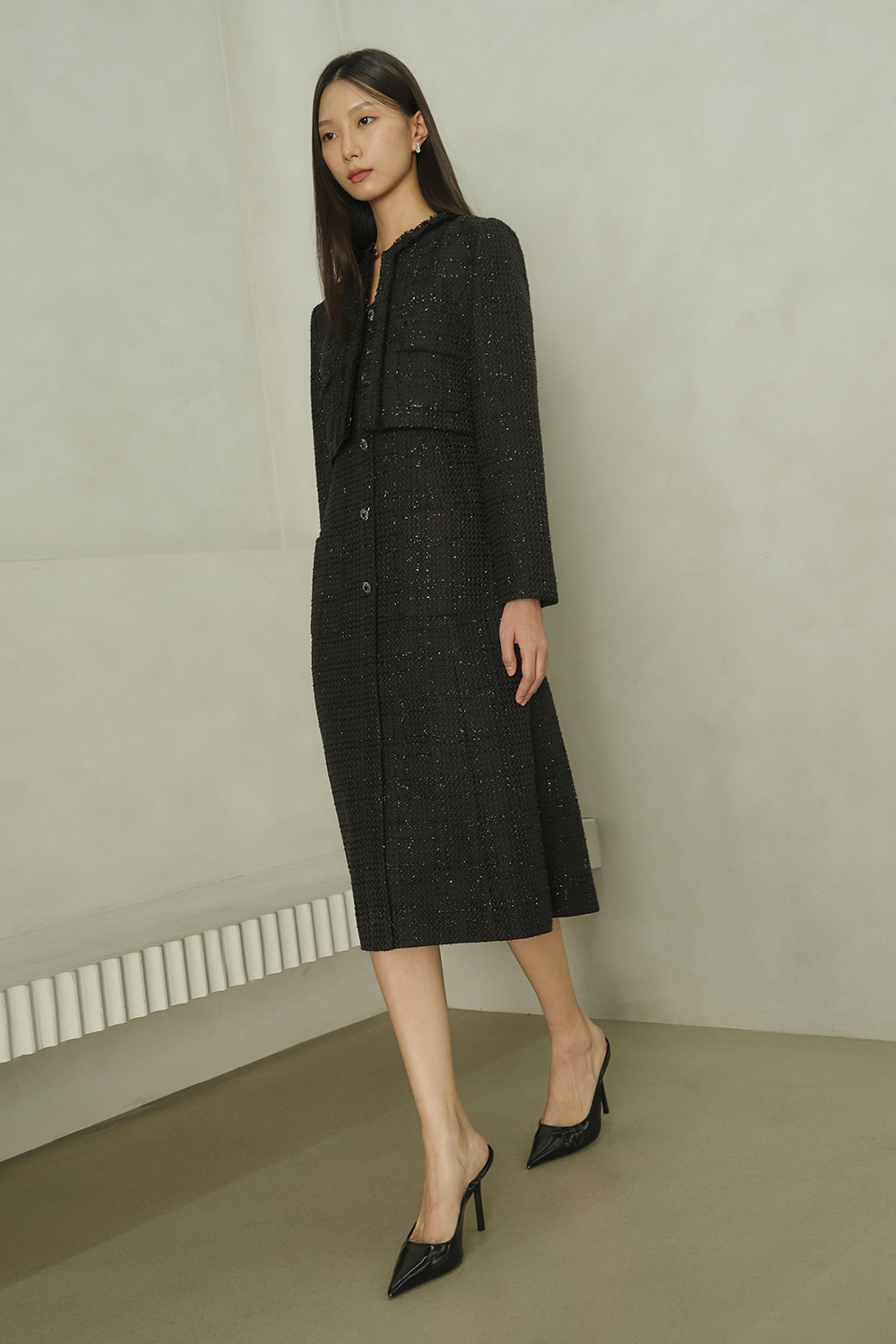 JANE Long sleeve Tweed Set-up_black - 상세 이미지 3