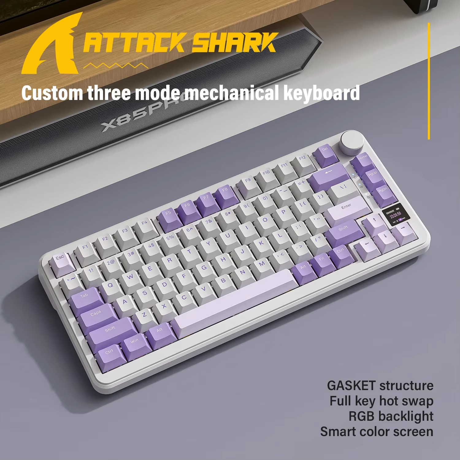 어택 샤크 X85PRO RGB 합금 노브 게이밍 기계식 키보드 - 상세 이미지 2