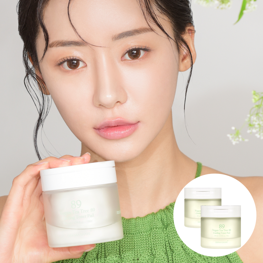 [1+1]비건 더마쉐어 티트리 89% 쿨링 진정 트러블케어 토너패드 70매170mL 2개 - 상품 이미지