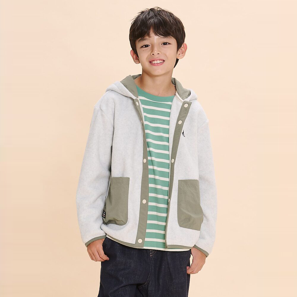 [BEANPOLE KIDS] 플리스 져지 배색 재킷  라이트 그레이 (BI4941U022) : 빈폴키즈