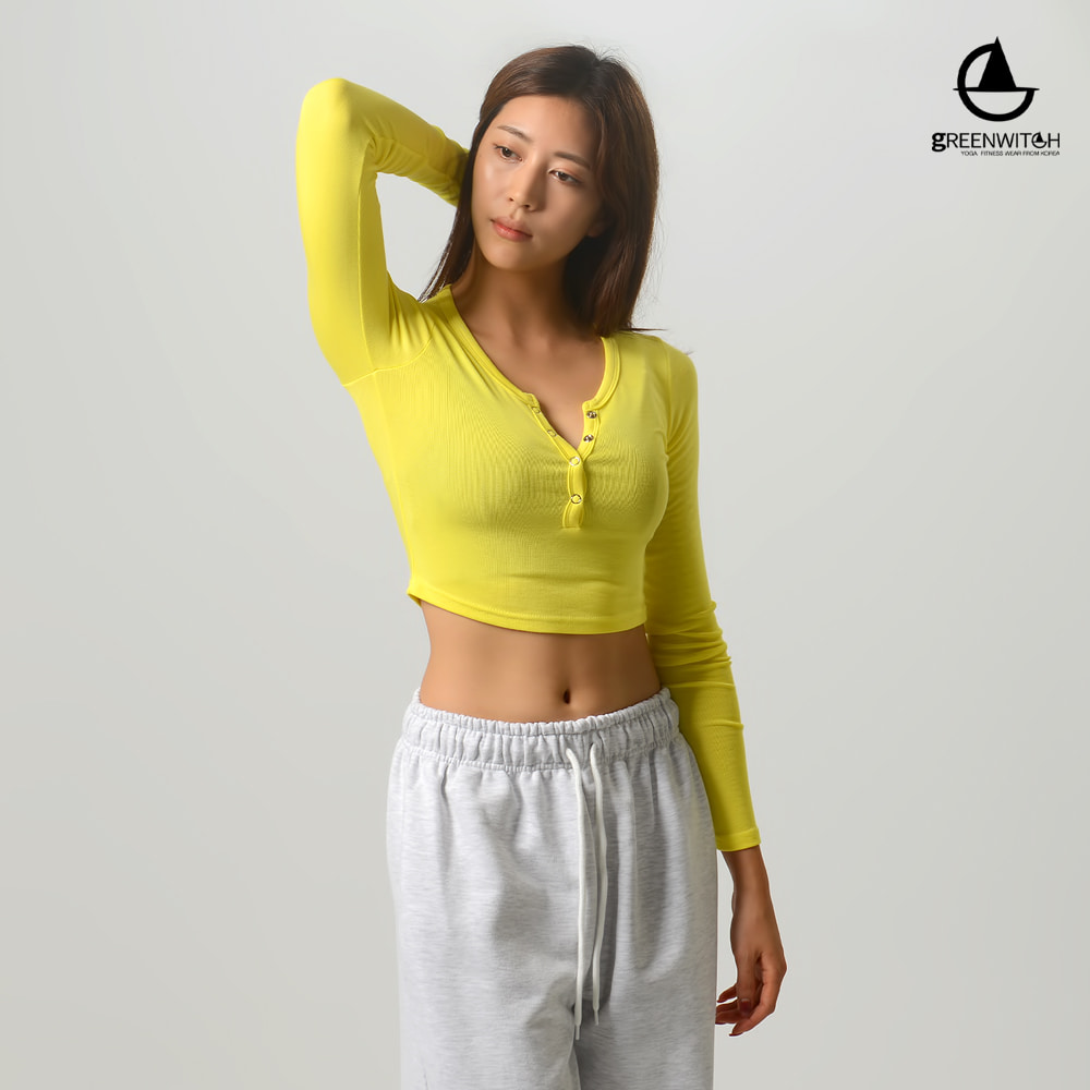 그리니치 유연한 텐션감 또또스냅 크롭티 필라테스 요가복 - 상세 이미지 3