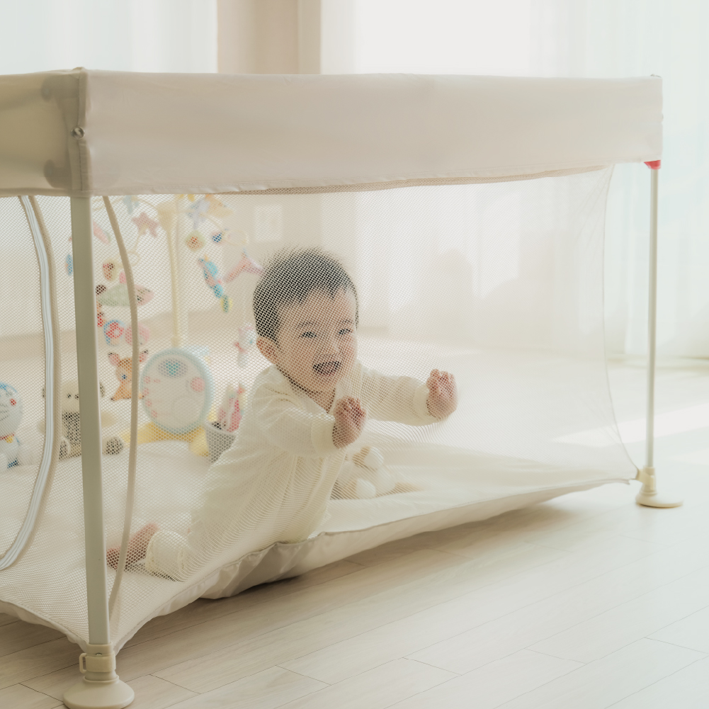 헬로디노 원터치 사각 베이비룸 전용패키지 휴대용 아기 울타리 안전가드 볼풀장 중형