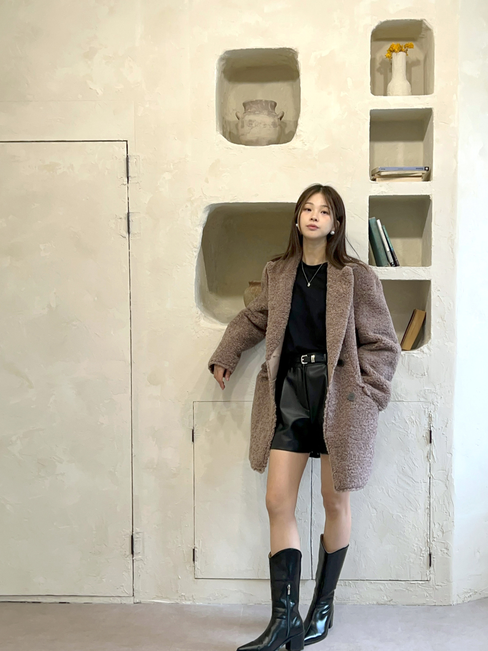 금강모피금강 자체제작 페이크퍼 후리스 더블자켓 하프코트 KPH-210 브라운브랜드스토어 상세 이미지 7