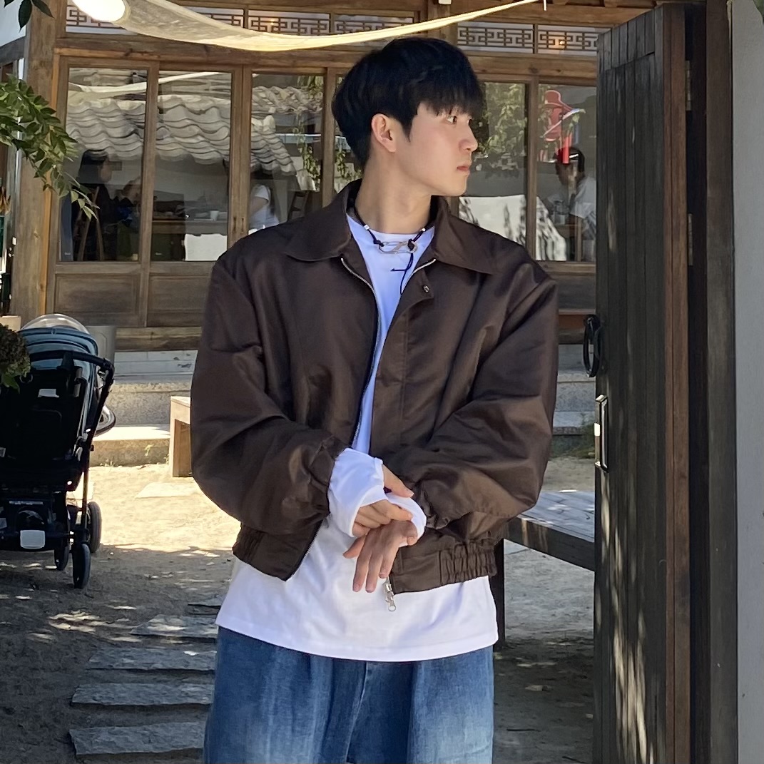 남자 블루종 자켓 크롭 집업 야상 오버핏 - 상품 이미지