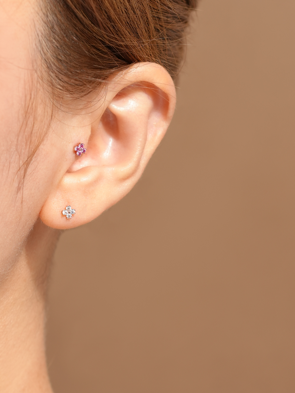[1mm/1.2mm]14K 인터널 모이사나이트 다이아 네잎 꽃잎 라블렛 피어싱 - 상세 이미지 5