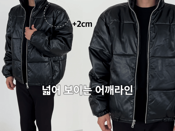 가죽패딩 레더패딩 가죽점퍼 - 상세 이미지 5