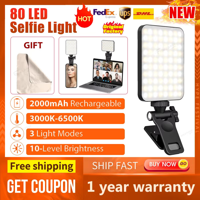 XJ71 셀카 LED 클립 비디오 조명 휴대폰 노트북 태블릿 컴퓨터 화이트 웜 바이 컬러 3000-6500K 필 라이트 : 돈나무17